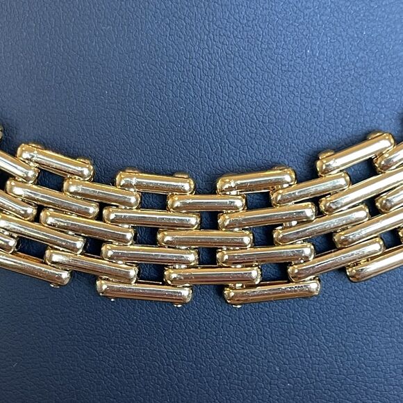 Vintage Graduated Gate Link Necklace Estate Jewelry Gold Tone 16” Statement - Picture 2 of 5